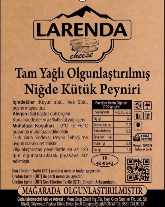 LARENDA KÜTÜK PEYNİRİ 500gr